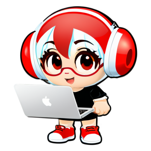 IT-support mascot with red and white colors - icon | sticker