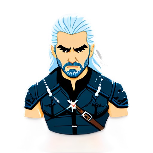 geralt`s head -witcher -cartoon - icon | sticker