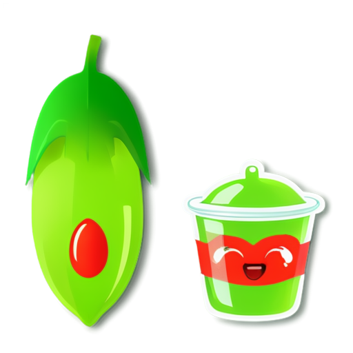 The background color of the icon is light green. Add a small icon about nutrition in the middle of the icon, with a white background. - icon | sticker