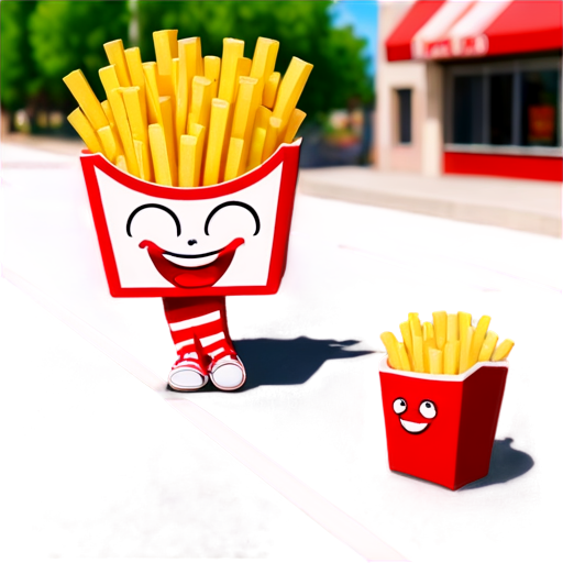 C4D_scene,french fries,tomato sauce,no humans,shop,outdoors,flower,day,building,road,mcdonald's, - icon | sticker