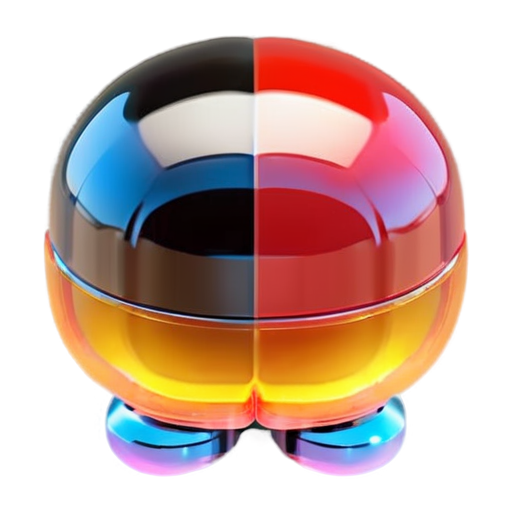 a small glossy android in the shape of a brain. its shell is the glossy colors of the German flag. it stands as the liquid coat of arms of Germany in space. - icon | sticker