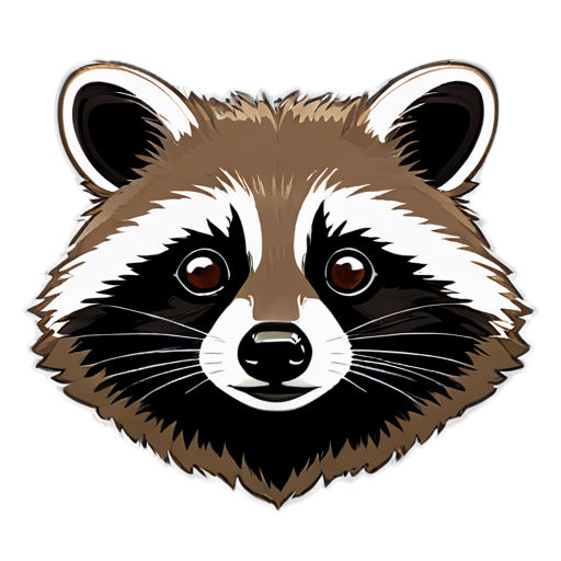 racoon head, flat style, natural colors - icon | sticker