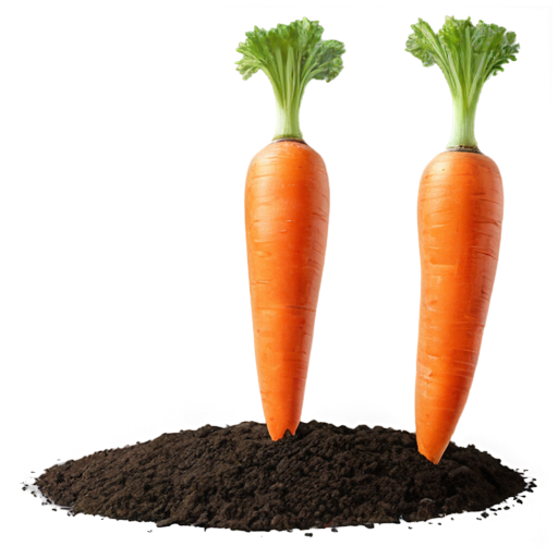 3d render of a live carrot that is slightly buried in the ground - icon | sticker