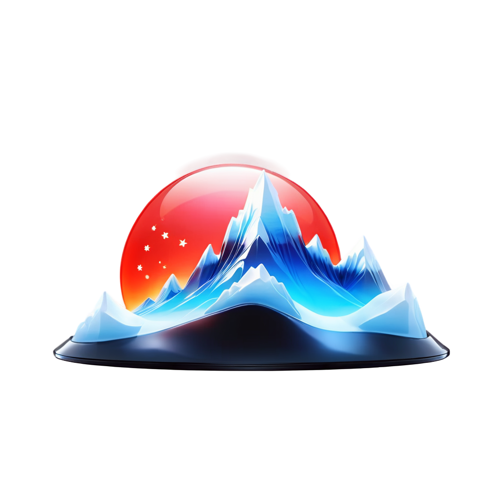 snow mountain,horizon,iceberg,bonfire,fantasy,the top of the hill,a mountainous horizon,scenery,night,stars,galaxy,red moon, - icon | sticker