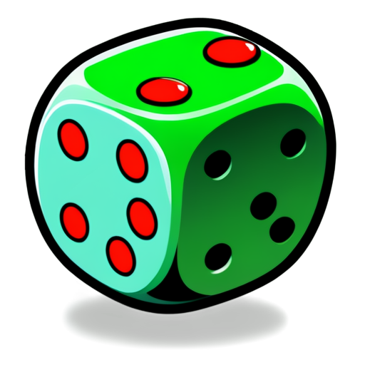 An icon that is a widget for the game. Indicates a hand-drawn bet. It must contain green bills and red dice. The picture conveys a sense of risk, a warning. 2D style - icon | sticker