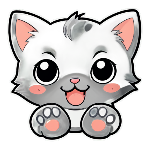 cute gray cat paw - icon | sticker