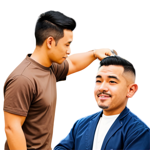 create a mascot of barbershop owner being gentle - icon | sticker