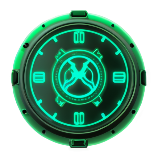 simple dark green cyberpunk neon themed icon for alarm bell watch - icon | sticker