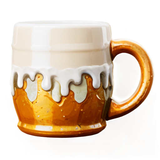 medieval ceramic cup with beer foam, paint style - icon | sticker