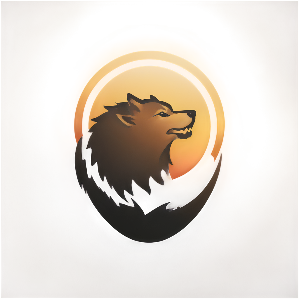 Glass halo wolf on a sunset cliff - icon | sticker