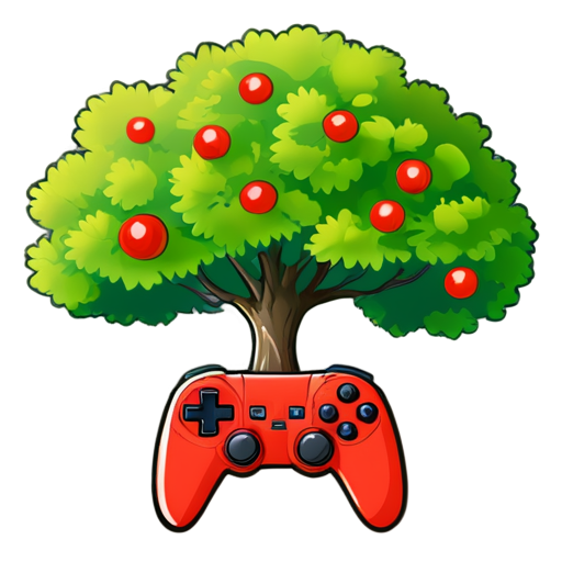 Rowan tree, a gamepad in the background - icon | sticker