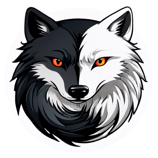 yin and yang wolves - icon | sticker