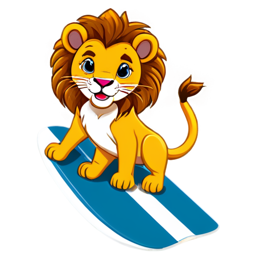 lion on a surfboard - icon | sticker