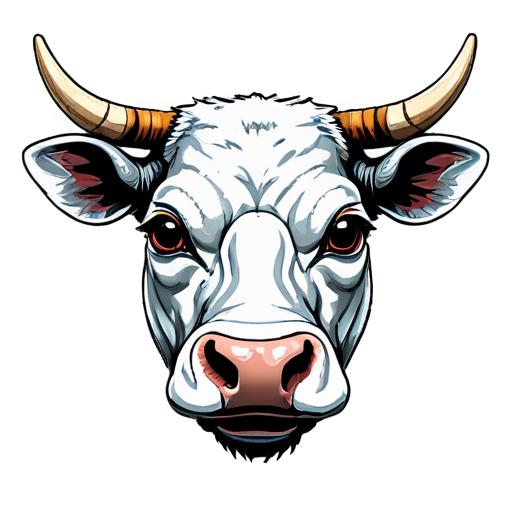 cyborg cow head, scp logo on back - icon | sticker