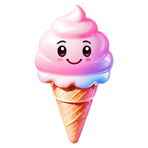 mascot with smiley face friendly Ice cream pink cream logo - icon | sticker