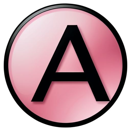 The letter A in a circle in black and pink tones - icon | sticker