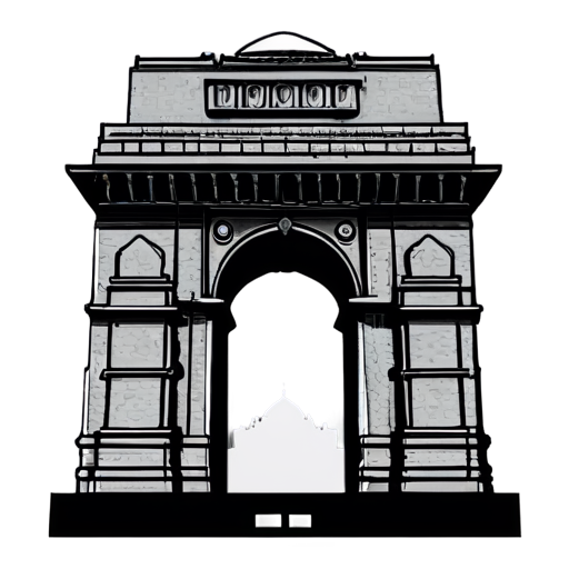 black and white line icon of india gate - icon | sticker