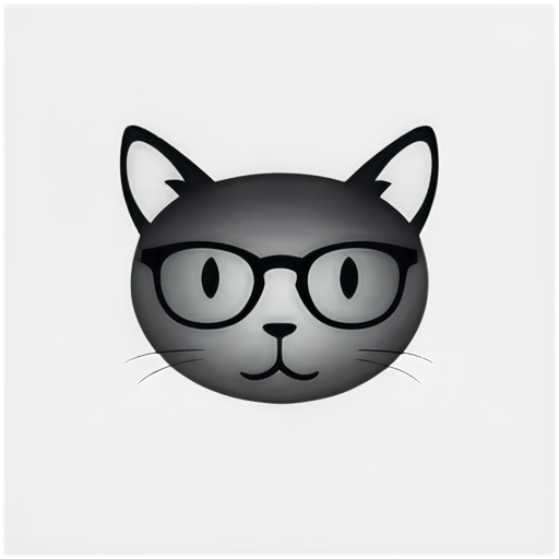 head of cat with half-eyeglasses only on right eye in black color - icon | sticker