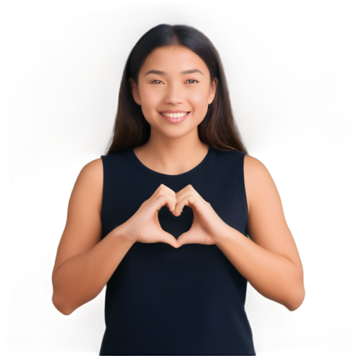 create an icon of a character forming a heart with her hands. The person should be in a comic figure style - icon | sticker