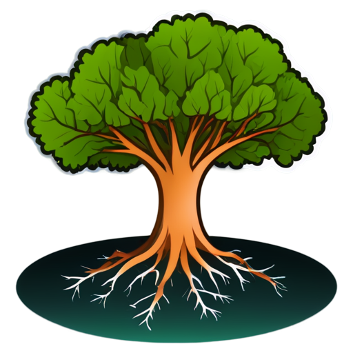root and mycorrhizae circular icon with color, transparent background - icon | sticker