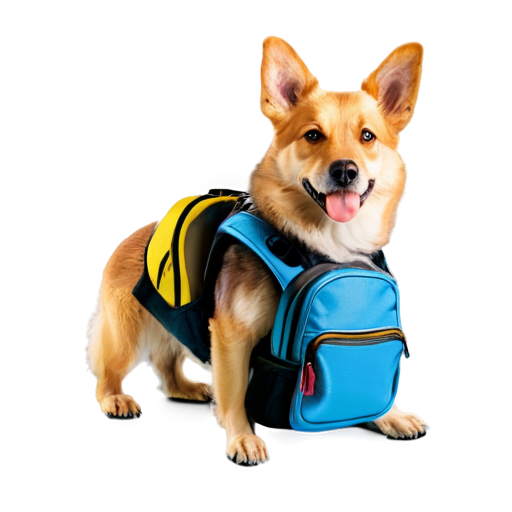 Traveling Dog with bagpack - icon | sticker