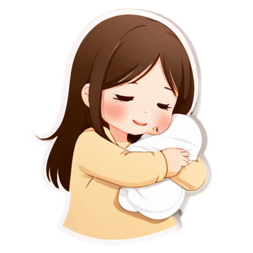 parent hug baby icon light beige no background no face - icon | sticker