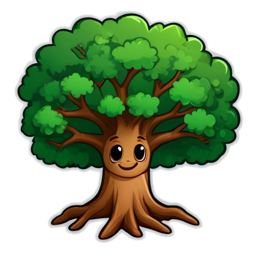 a cartoon tree mascot for a mental health app - icon | sticker