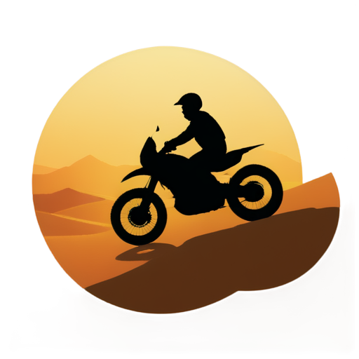 maxi trail motocyle ,sun and desert - icon | sticker