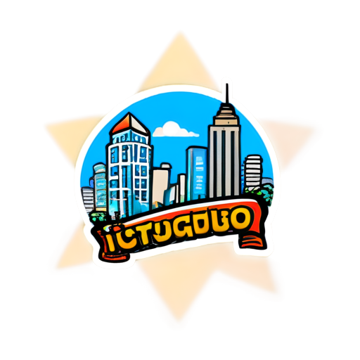 Create a logo. There should be a city logo and the inscription in the background: ICT - icon | sticker