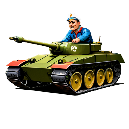 a Russian collective farmer on a Soviet tank cartoon icon for the youtube channel with the caption TaHkucT_TpakTopucT - icon | sticker