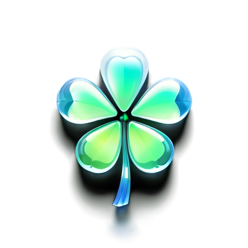 transparent glass material, Blue pastel tone, Green tone, four-leaf clover - icon | sticker