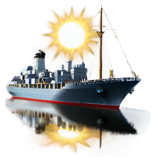 a ship with a sun in background - icon | sticker