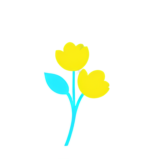 blue-yellow flowers, transparent png style - icon | sticker