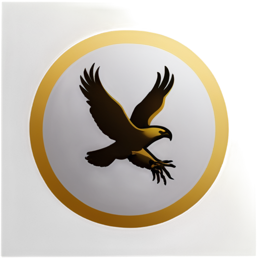 create a logo about eagles nest or alamut iwant a round circle in center and a golden eagle flying - icon | sticker