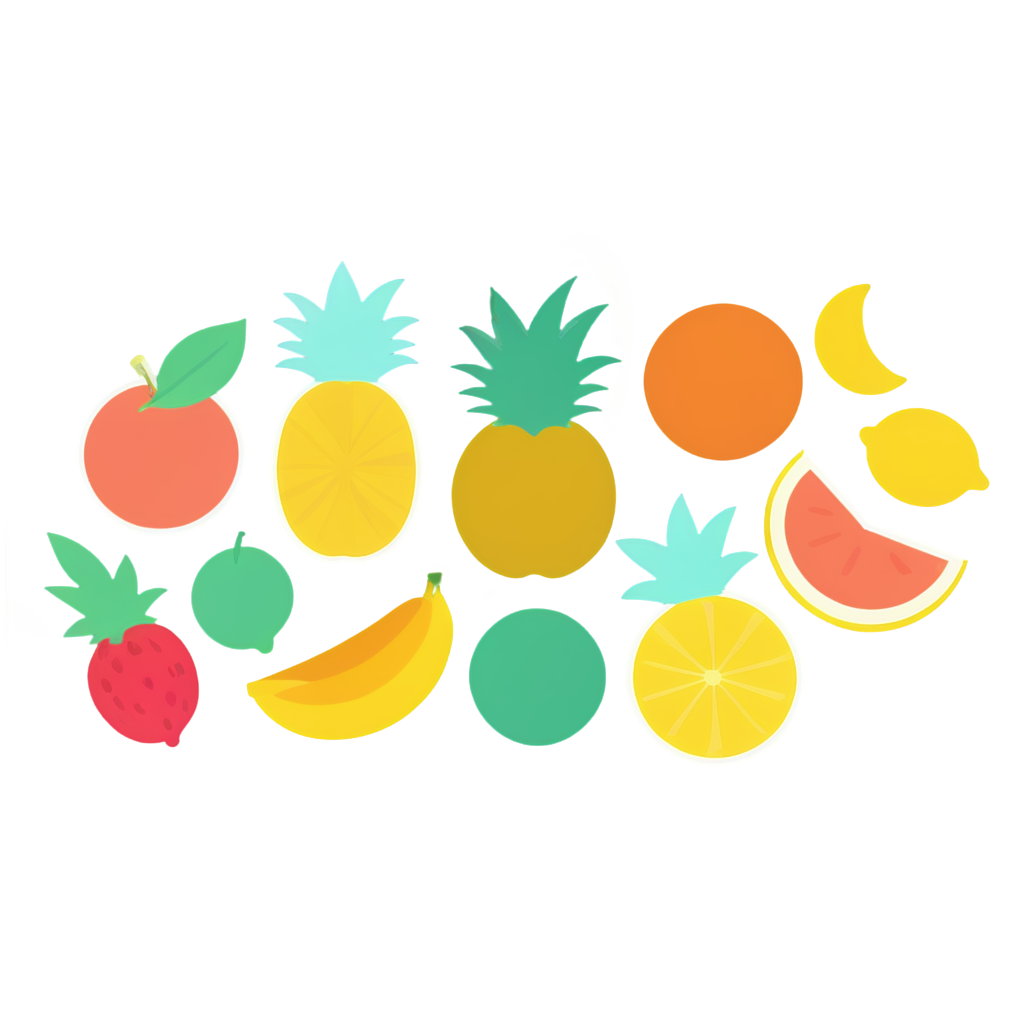 Vector illustration, Flat illustration, Illustration, Summer vibes poster, tropical fruits, splash, Trending on Artstation, Popular on Dribbble, Cozy wallpaper, Pastel colors - icon | sticker