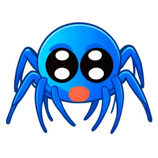 spider,white and blue,in the style of minimalistic - icon | sticker