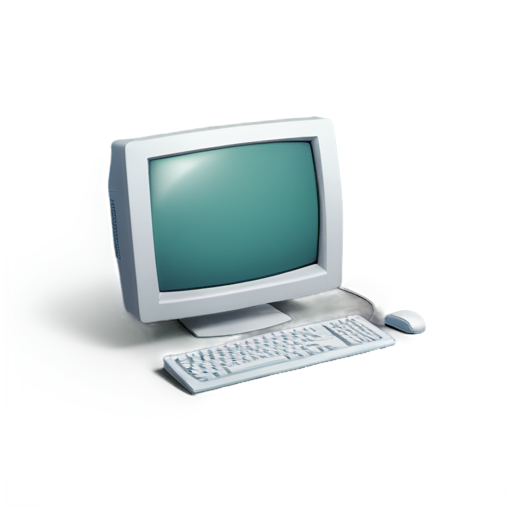 a old gaming pc computer from the early 2000's, mtv generation, trendy, chrome colors - icon | sticker