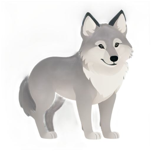 Cute wolf, cartoon style flat - icon | sticker