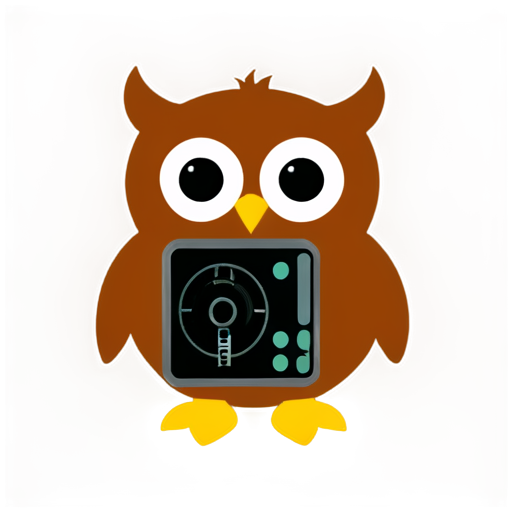 Owl with soldering iron and multimeter - icon | sticker