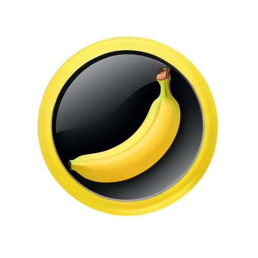 banana logo in circle minimalist design black background - icon | sticker