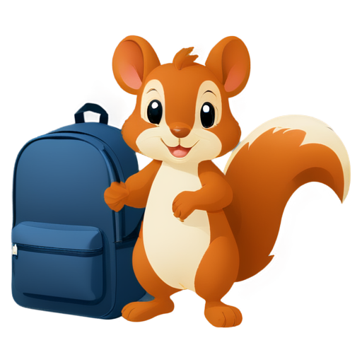 Mammal, 75% squirrel, 25% mouse. Has a backpack on. Facing the camera. Curious and happy. - icon | sticker