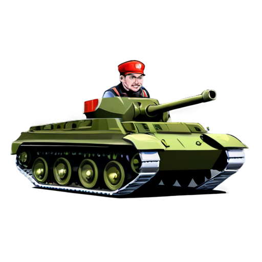 Russian agricultural worker on a Soviet tank cartoon icon for youtube channel - icon | sticker