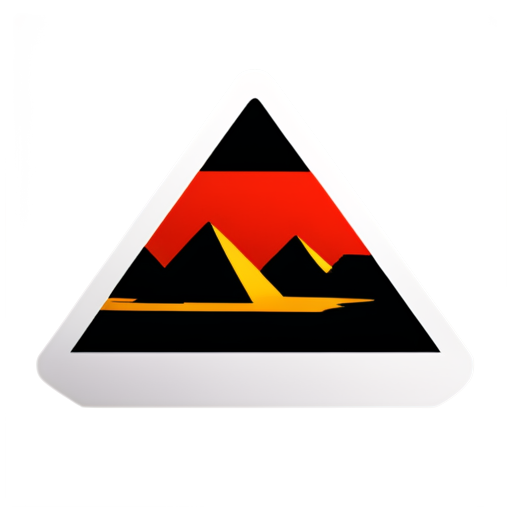 Egyptian tourism in cutout Square icon , red white black colors only, white background ,Pyramids ,neon - icon | sticker