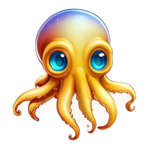 a naturalistic squid, colored, with cartoon eyes. - icon | sticker