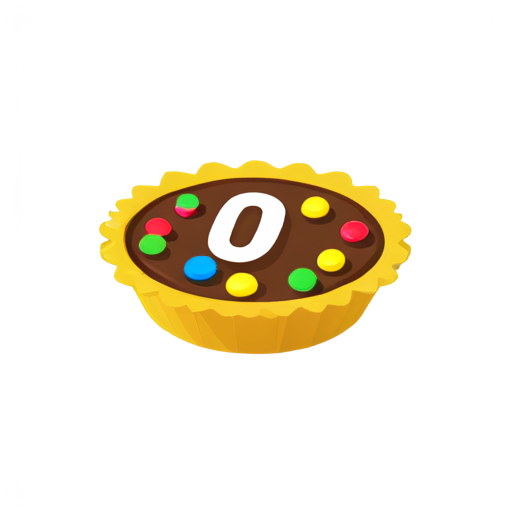 The pie is sprinkled with candies shaped like the numbers "0" and "1", and a pencil is inserted diagonally on top. - icon | sticker