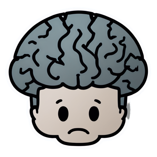 Neuroscience with big brain Minimalism icon BW lineart - icon | sticker