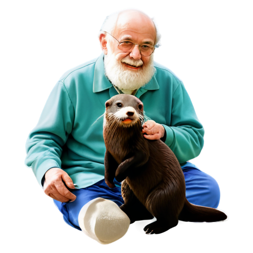 Fritz Perls with an otter - icon | sticker