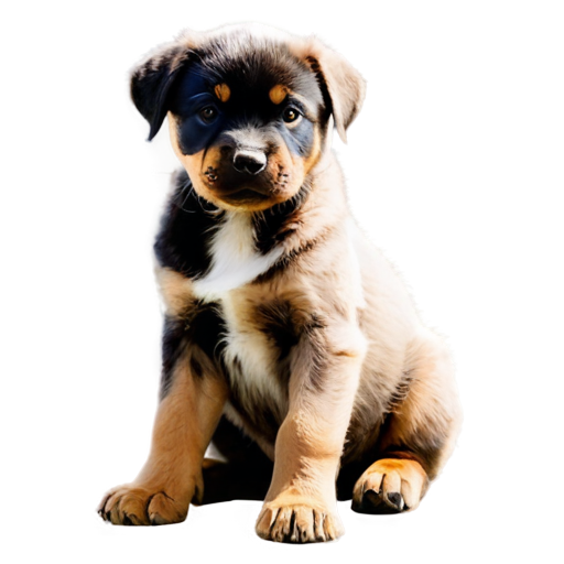 Rottweiler with white kitten - icon | sticker