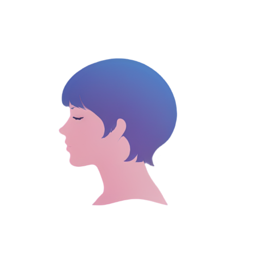 AI for online-trying on women's haircuts and hairstyles online, it's a pretty logo. colors - parple, pink. yellow, blue - icon | sticker