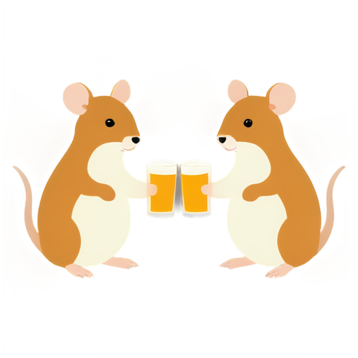 Rat's upper torso holding two beers together - icon | sticker